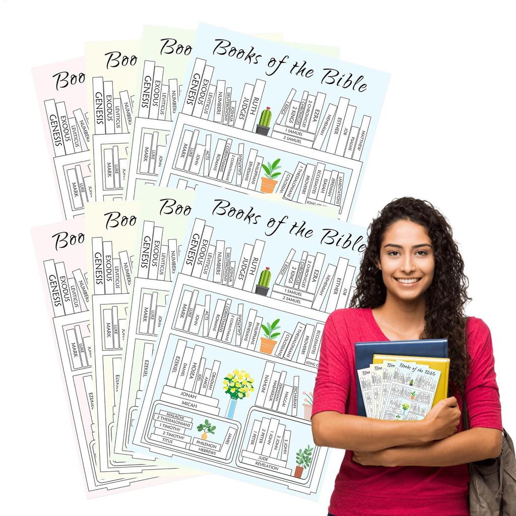 Книги Библии Наклейки Книги Библии Набор наклеек из 8 штук Помощь для изучения и чтения книг Библии Христианские наклейки для ведения дневника