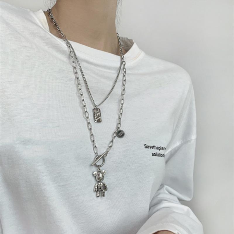 Шикарное длинное цепочное ожерелье-свитер с подвеской в виде медведя для женщин — идеально для осени/зимы 2021 г.