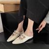 Comemore Baotou Half Slippers for Women Spring Summer Casual Mules Mary Jane Single Shoe Solid Flat Bottom Butterfly-knot Slides