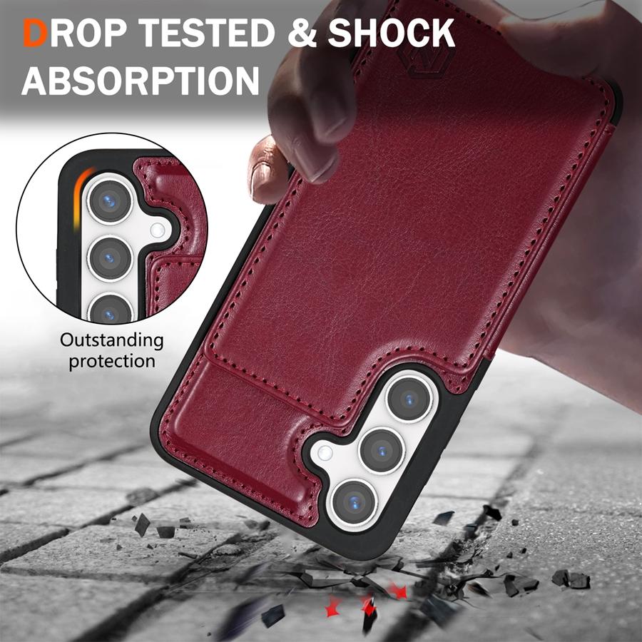 Кошелек однотонный кожаный чехол с магнитной двойной пряжкой и RFID-картой для Samsung Galaxy S24 Ultra S23 FE S22 Plus S21 S20