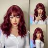 HENRY MARGU Косплей Лолита Короткие волнистые парики Боб с челкой Зеленые синтетические парики для женщин Натуральные термостойкие рождественские парики