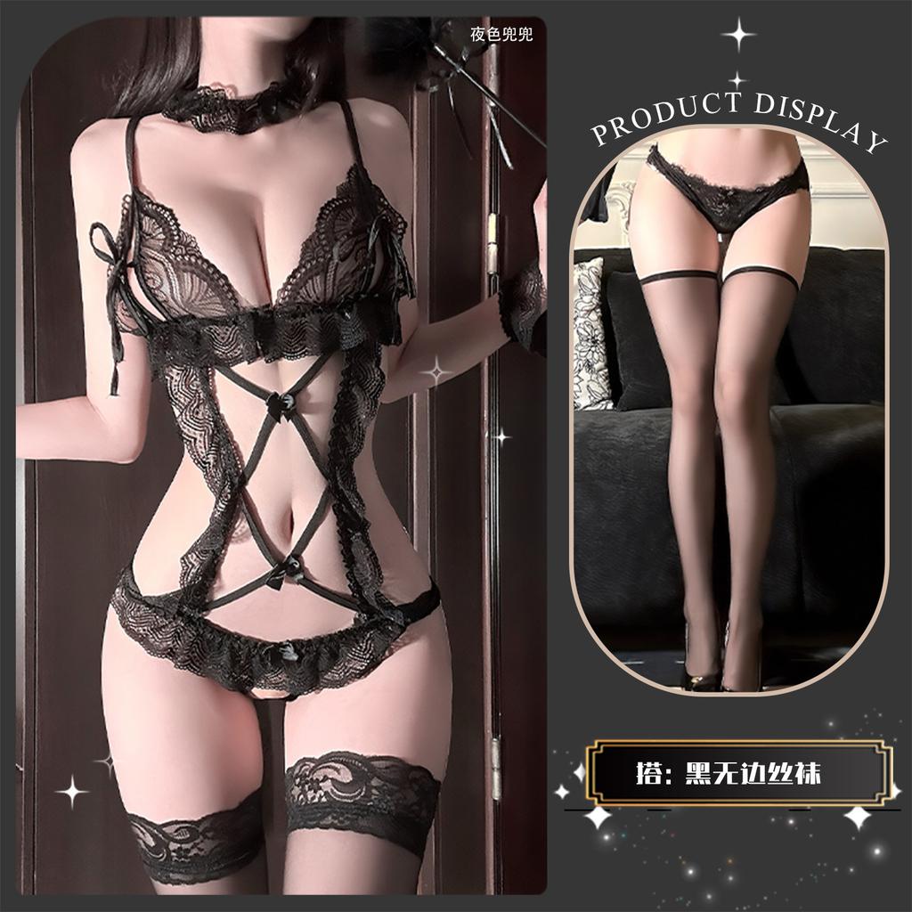 Erotic underwear pure desire onesie female sexy lace in stock pajamas open crotch perspective uniform suit