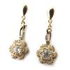[M8924] - Gold Plated 'Flora' White Gold Earrings - 28x11 Mm
