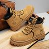 Мужские ботинки осень и зима новая мода повседневные желтые ботинки противоскользящая мягкая подошва удобные уличные ботинки молодежные высокие ботинки