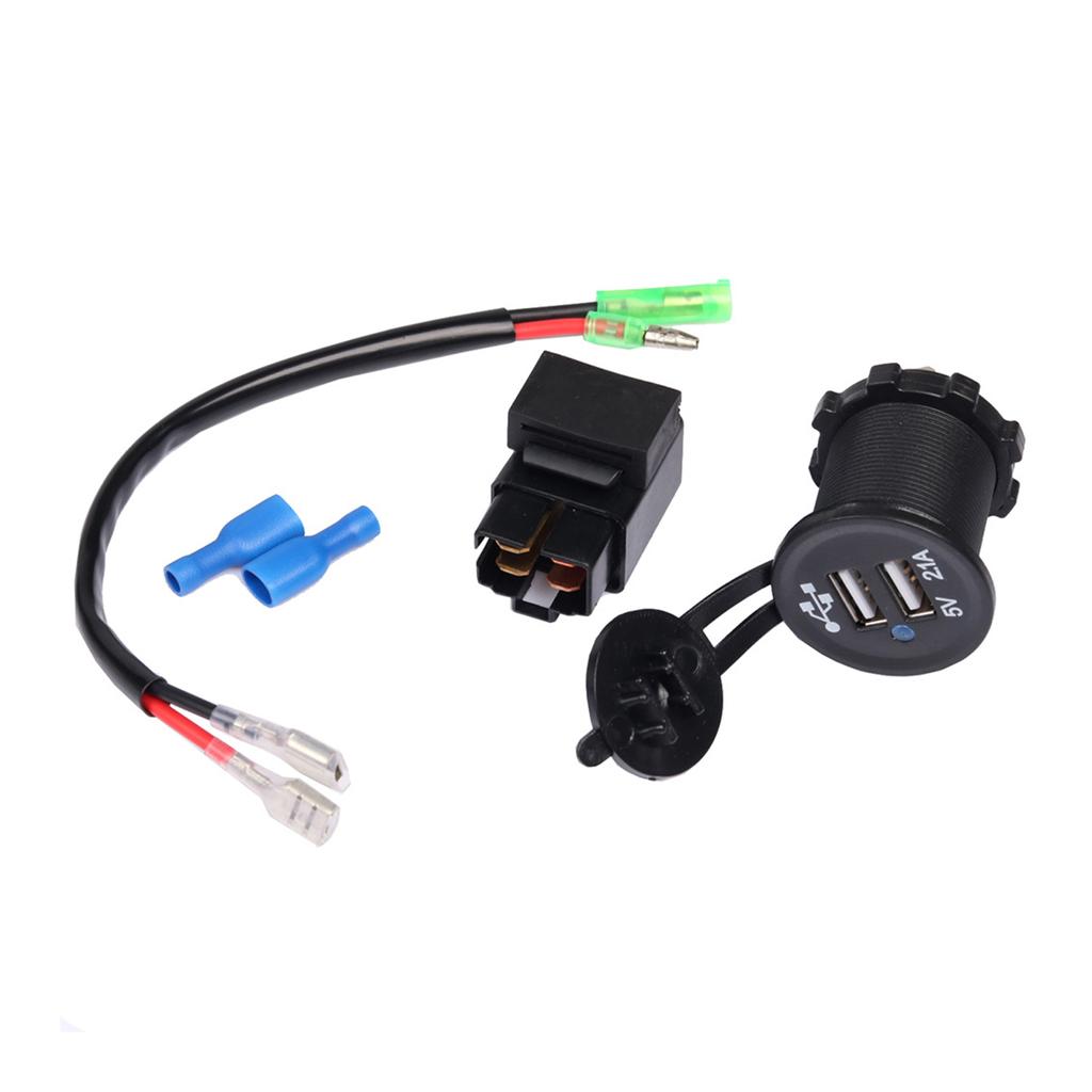ABS Motorcycle Dual USB Charger Socket USB Charger With Relay Battery Charger Durable Fitment