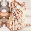 Spring and summer new European and American women's clothing slim-fitting swing dress sexy suspender print dress beach dress