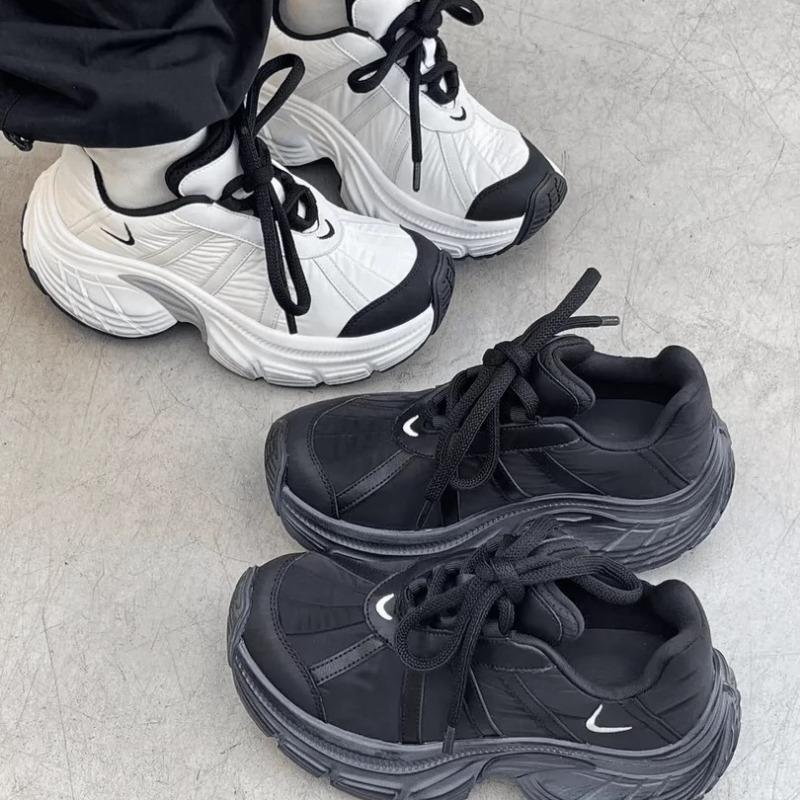 2024 Весна и Осень Новые Женские Удобные Дышащие Нескользящие Спортивные Туфли на Низком Ходу с Шнуровкой и Цветной Отделкой