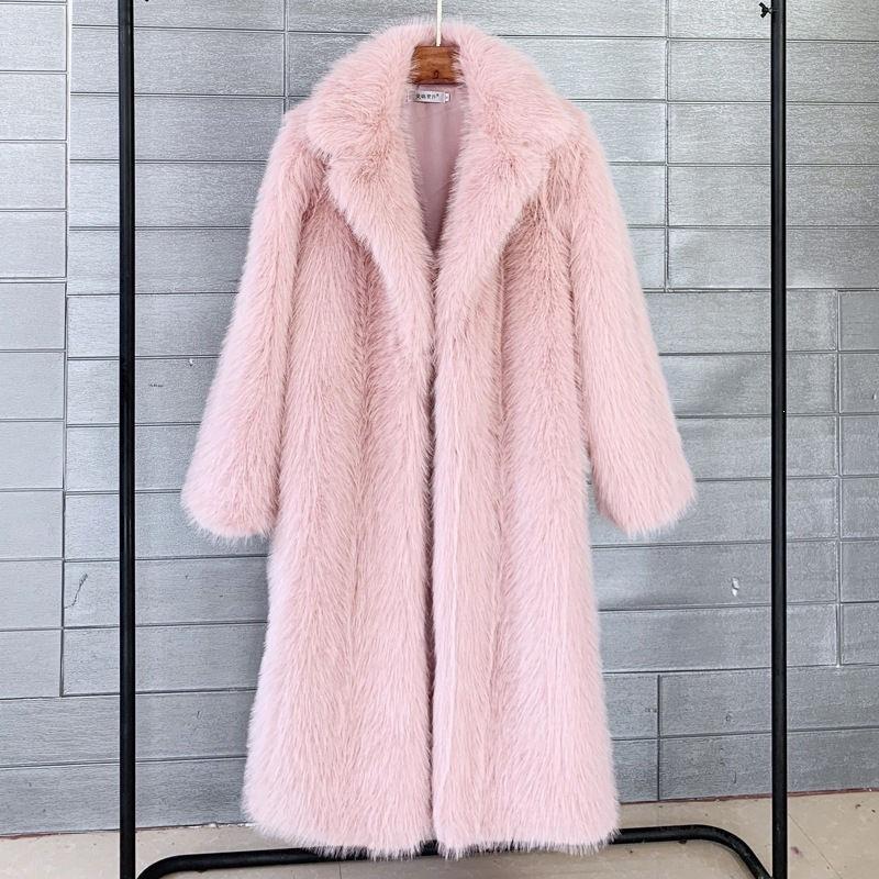 Imitation fox hair toka fur jacket long over knee artificial fur suit collar coat winter women's clothing