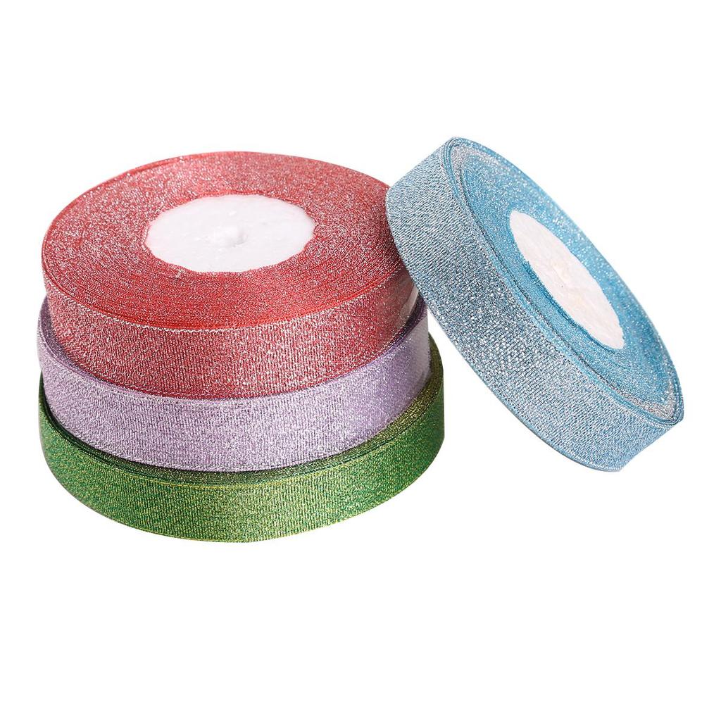 25 ярдов металлическая лента из органзы для украшения свадебной вечеринки, подарочная упаковка, рождественские ленты