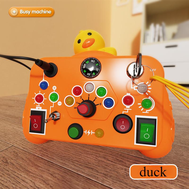 Бизи-доска со светодиодными лампами, сенсорные игрушки Монтессори, портативная электрическая головоломка, ранняя образовательная игрушка-головоломка для малышей, подарок