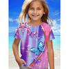 Children's clothing, women's clothing, summer short sleeved Kawaii butterfly printed girls' T-shirt, fashionable round neck children's clothing
