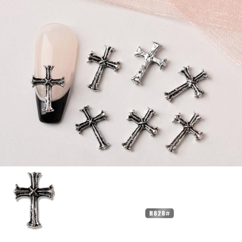 10 шт. - Серия 'Кресты' 3D Шармы для Дизайна Ногтей, Металлические Punk-Chrome Hearts Камни-Украшения для Ногтей Наклейки для Украшения Ногтей на Руках и Ногах
