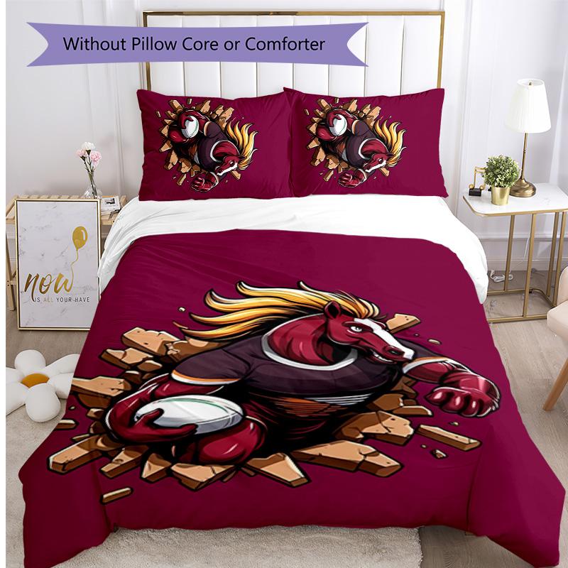 Brisbane Broncos Printed 3PCS Bedding Set Soft Breathable Duvet Cover Pillowcases Set Washable Bedroom Decor Home Gift