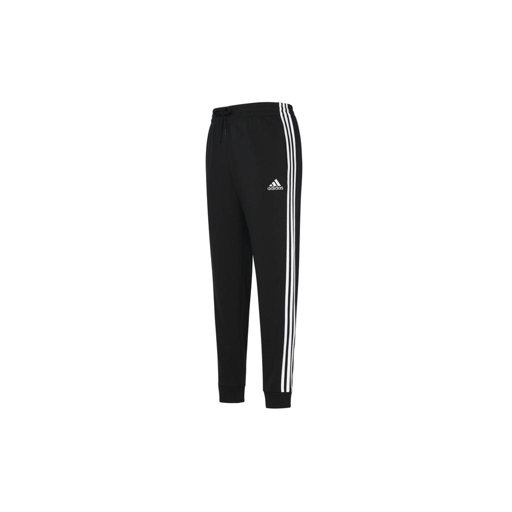 Adidas Essentials French Terry Tapered Cuff 3-Stripes Pants Black/White Men Streetwear GK8831