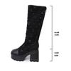 Fashion 2025 Spring Autumn New British Style Hollow Long Knee-High Boots Back Zipper Thick Bottom High Heel Fashion Boots Botas Mujer