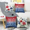 Independence Day Atmosphere Letter Printed Flowers Cushion Cover Butterfly Home Living Room Sofa Decorative Cushion Cover