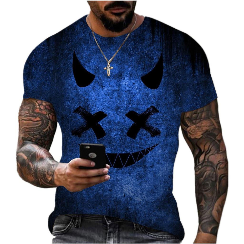 3D T-shirt with Smiley Face Print, Unisex T-shirt, Hip-hop T-shirt, Casual Round Neck, Plus Size, Loose Short Sleeved Shirt