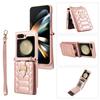 Z FLIP5 Small Diamond Color Matching Crossbody Phone Case with Card Holder.