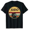 Ретро Футболка с изображением бойца дзюдо Боевые искусства Винтажная Хлопковая футболка с коротким рукавом Идеально подходит для повседневной носки Модные рукава Хлопковая футболка