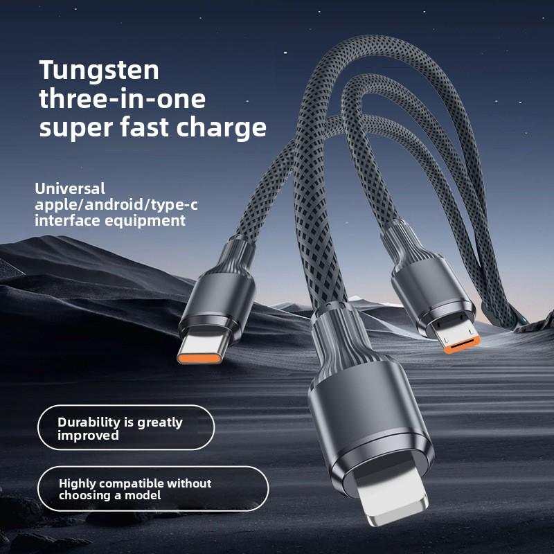 Кабель для быстрой зарядки 3 в 1 100 Вт Roman Type C USB Micro для iPhone Samsung Huawei Xiaomi Зарядное устройство с индикатором USB C