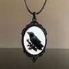 New Gothic Crow Black and White Charm Necklace Women's Crow Embossed Witch Jewelry Accessories Vintage Chokers
