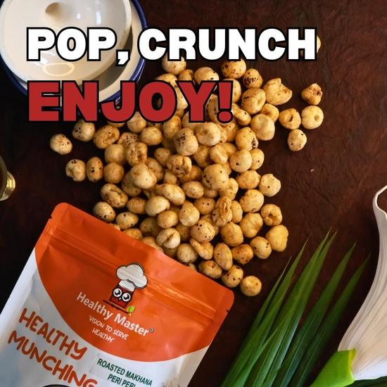 Healthy Master Roasted Peri Peri Makhana (Fox Nuts) – 120 GM | Keto, Diabetic & Jain Friendly | Rich Calcium, Gluten Free, Tasty & Crispy