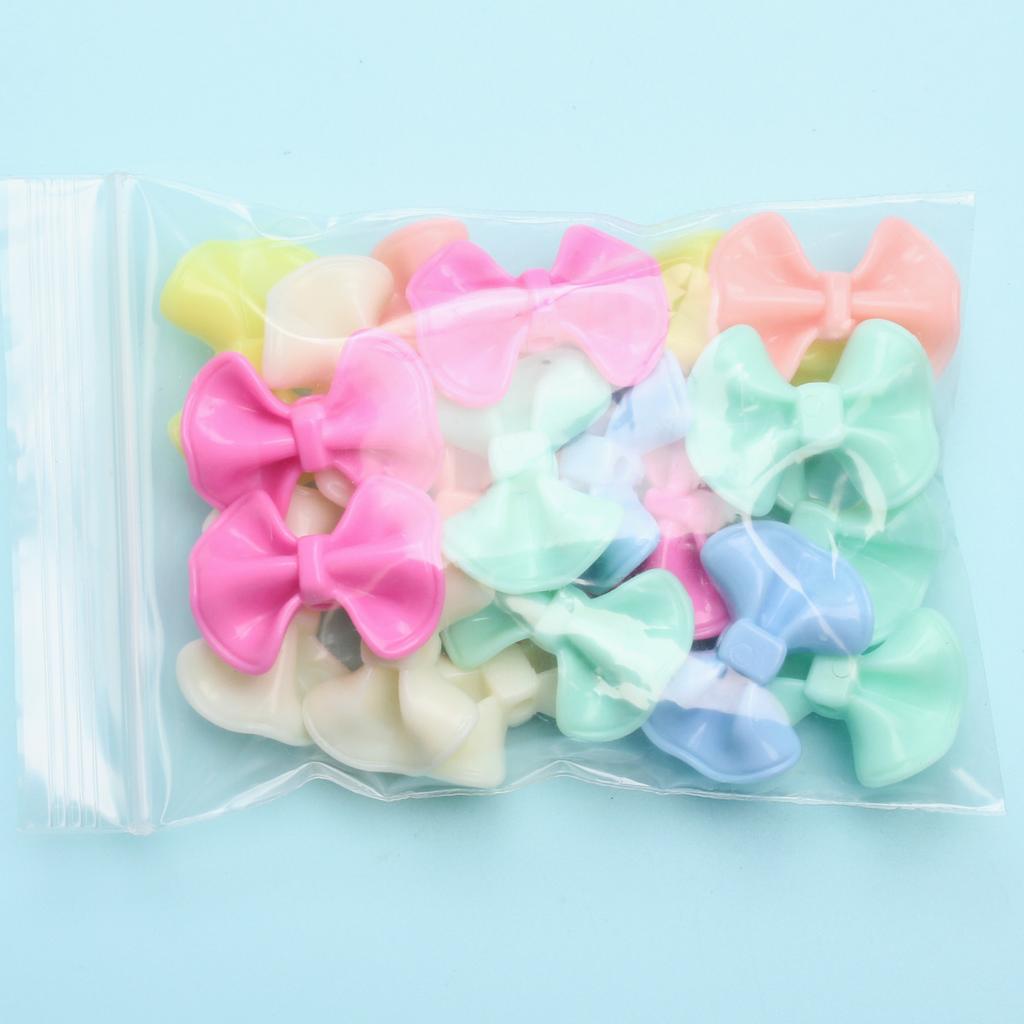 Hanmade Cream Bow Beads Handmade Perforated Pendant 23.2*31mm DIY Fashion Acrylic Candy Color Bowknot