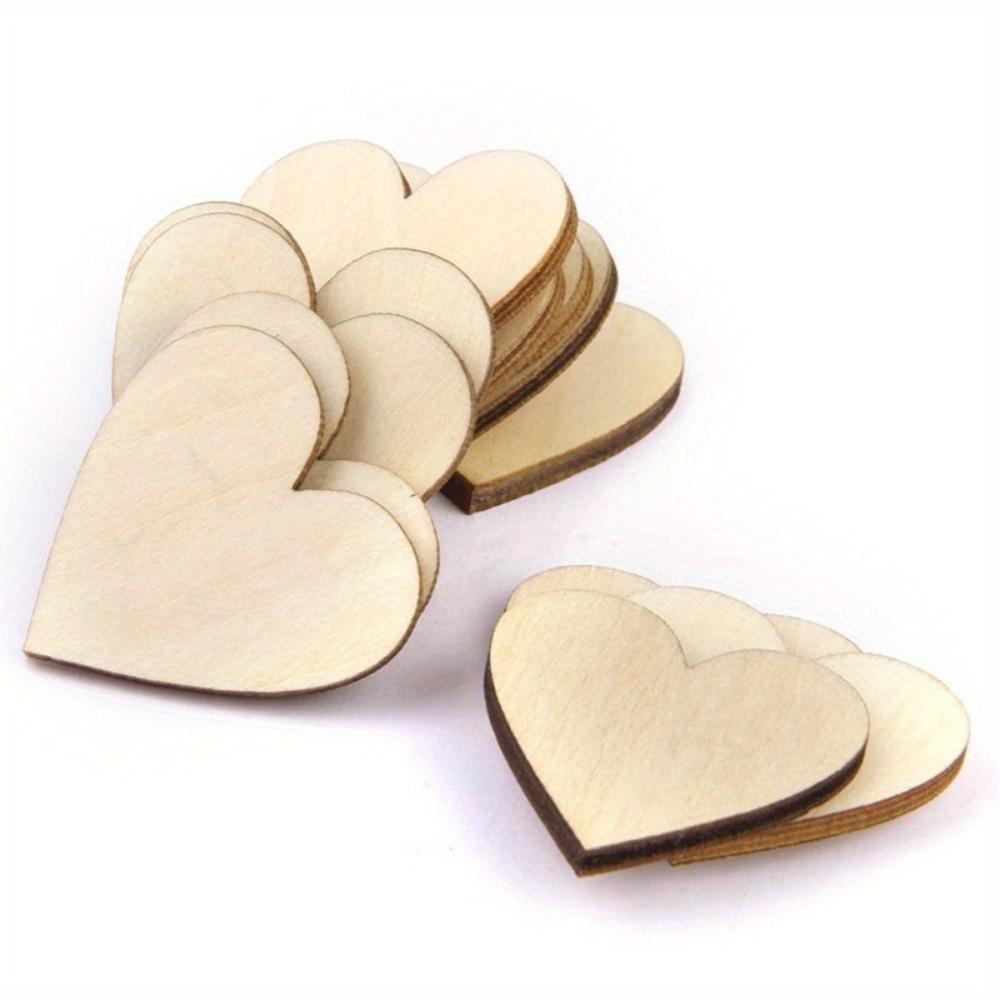 Lot De 50pcs 40mm Embellissement Forme De Coeur En Bois Pour Artisanat Décoration De Mariage