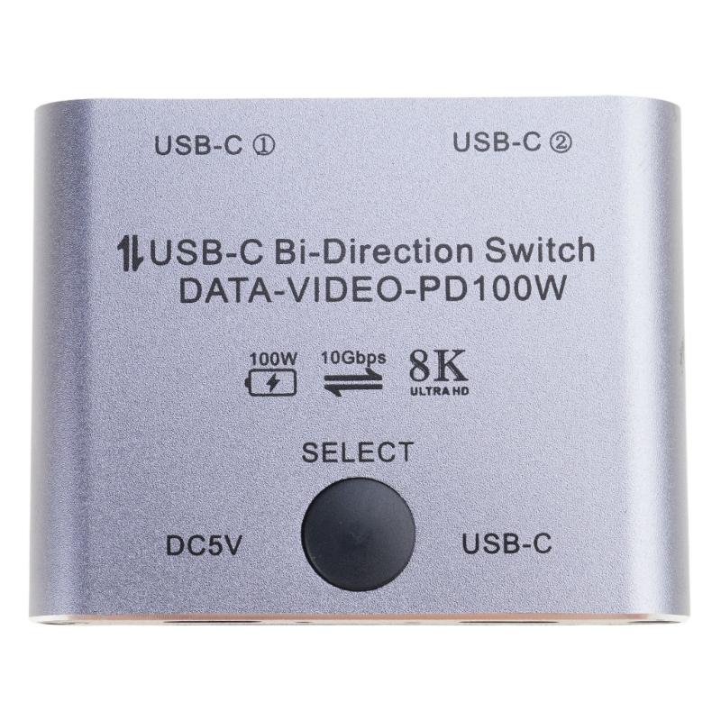 BiDirectional USB C Switcher USB C KVM Switches for 8K@60Hz/4K@144Hz 1080P@165Hz Video Transfer 100W Charging Capability