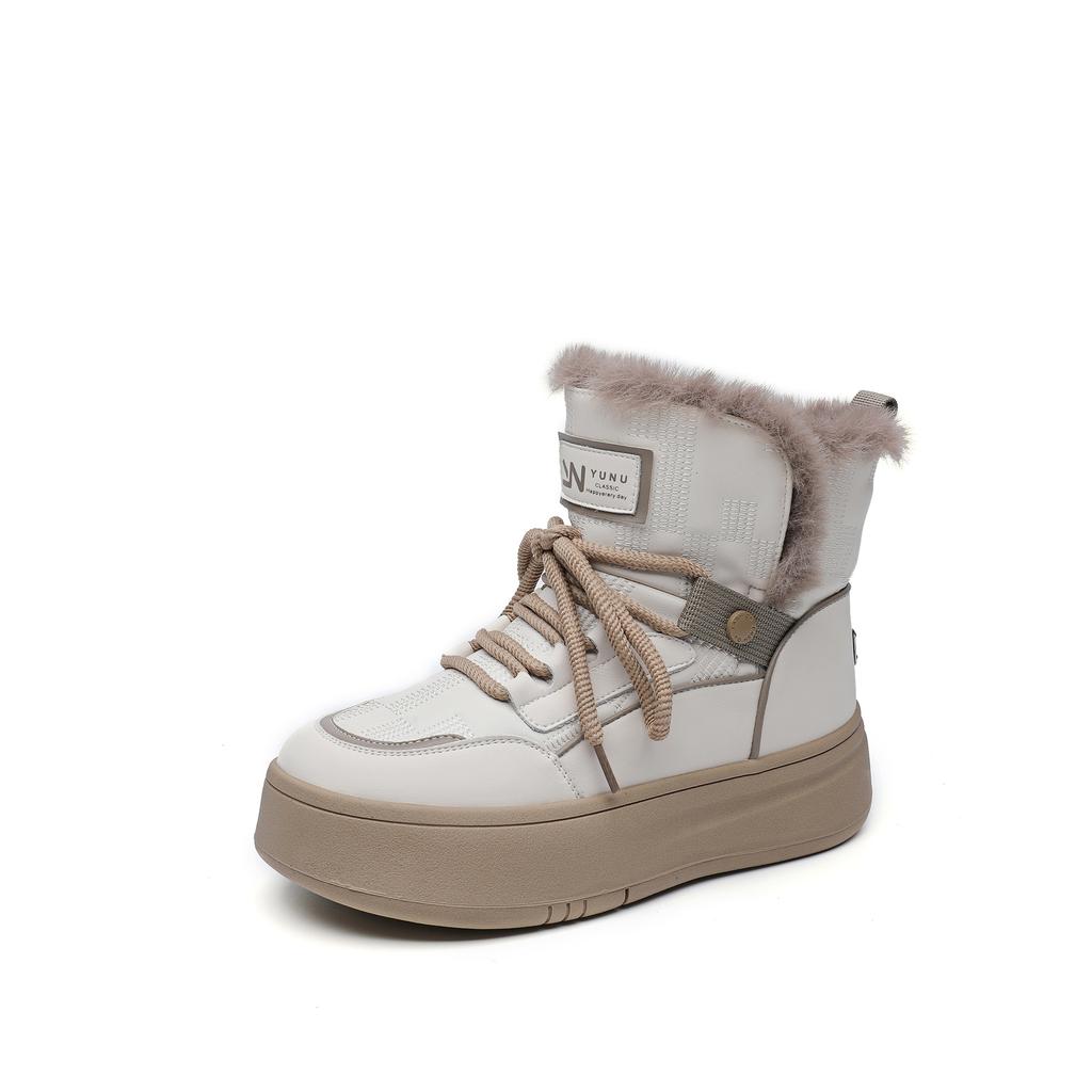 Зимняя женская обувь с толстой подошвой, флисовой подкладкой, высокие ботинки для отдыха с круглым носком, хлопковые зимние сапоги, модные женские хлопковые сапоги, теплые