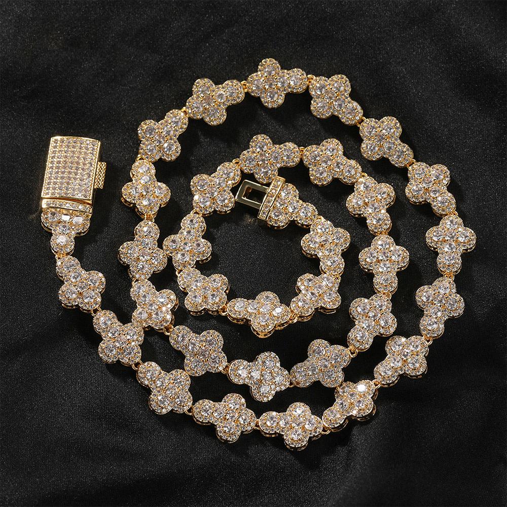 LUOYAN Brass Zircon Inlaid Link Chain Necklace & Bracelet Set for Men and Women