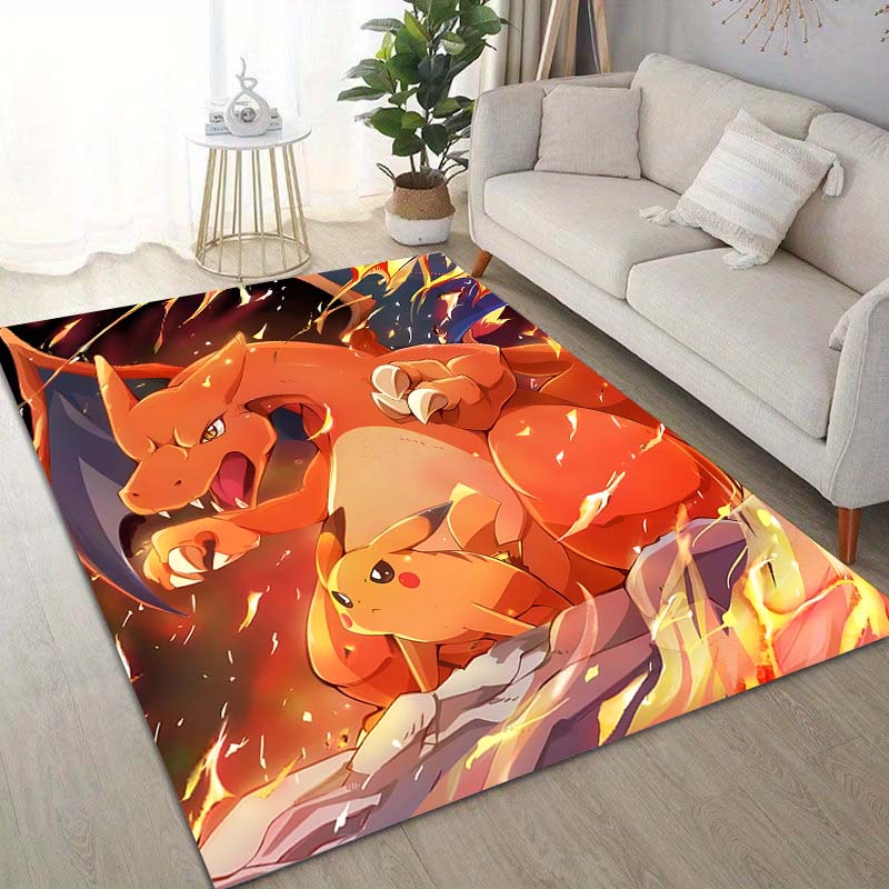 1PC Pokémon Charizard Dracaufeu Pikachu Printing Carpet for Living Room Bedroom Kid's Room Home Decor Area Rug Non-slip Mat