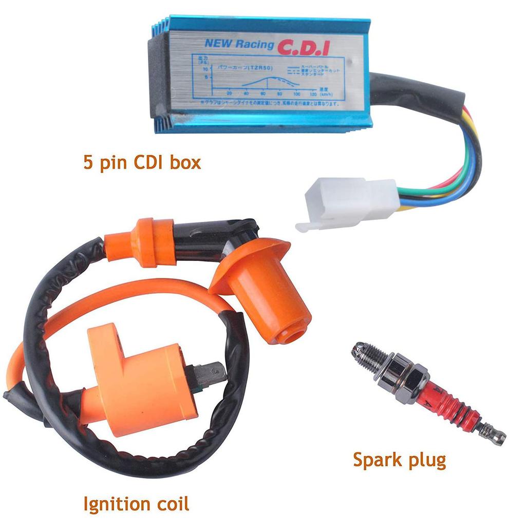 Катушка зажигания для гонок 5-контактная AC CDI коробка для GY6 50cc 70cc 90cc 110cc скутера ATV Go Kart мопеда квадроцикла Pit Dirt со свечой зажигания