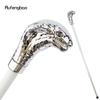 White Metal Snake Cobra Head Wooden Fashion Stick Decorative Cospaly Party Wood Walking Cane Halloween Mace Wand Crosier 93cm