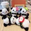 Flower Cartoon Panda Pendant Cute Key Ring Plush Panda Key Chain  School Bag Pendant