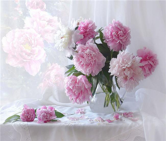 RUOPOTY Краска по номерам, цветок пиона, настенное искусство, уникальный подарок, ручная роспись на холсте, картина по номерам, уличный декор для детской комнаты