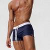 Men's Solid Color Low-Waist Zipper Drawstring Swim Trunks with Back Pocket