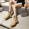 Женские ботинки Осень Зима Женские Высокие Каблуки Ботильоны Зимние Женские Квадратный Носок Челси Ботинки Модные На Молнии Короткие Ботинки