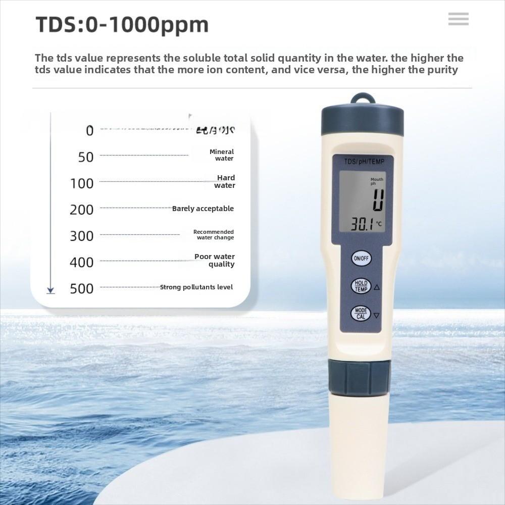 Backlit Display Water Quality Test Pen Multi-Parameter PH Meter Water Testing