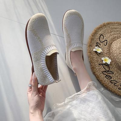 2025 Новые женские дышащие вязаные кроссовки, повседневная шнуровка, уличная обувь, легкая сетчатая обувь с низким верхом