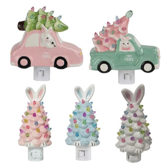 Пасхальный кролик, лампа на дереве, смоляная машина-кролик, мигающая декоративная лампа, светодиодная подсветка, фигурка животного, статуя, скульптура, весеннее пасхальное украшение для рабочего стола