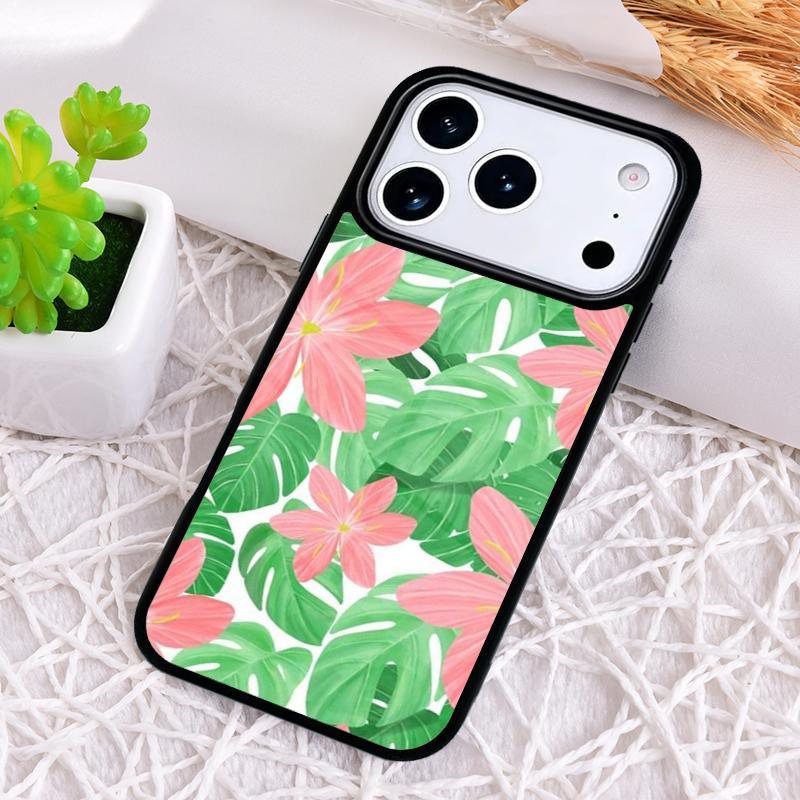 Зеленый чехол-лист Монстеры для iPhone 17 Air 16 15 11 12 14 13 Pro Max Ударопрочный чехол