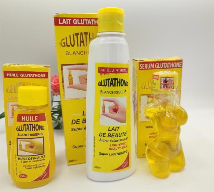 Lait, Sérum Et Huile - GLUTATHION - Double Concentré - Éclaircissant - Résultats Rapides - Sans Parabène