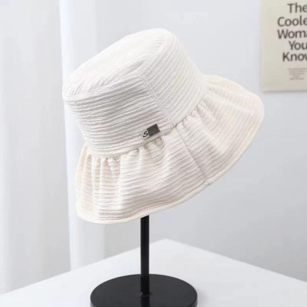Foldable Wide Brim Sun Hat Breathable Solid Color Bucket Hat Fashion Fishmen Hat  Summer