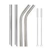 4 шт. разноцветных 12 мм многоразовых металлических трубочек Boba с 2 кисточками 304 нержавеющая сталь трубочки набор для бара питьевая изогнутая трубочка для Bubble Tea