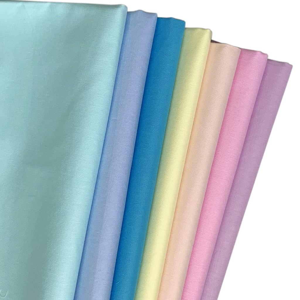 7 Pieces Fabric Plain Cotton Soft Patchwork Fabric 7 Color Set for Crafts 56 X 46cm