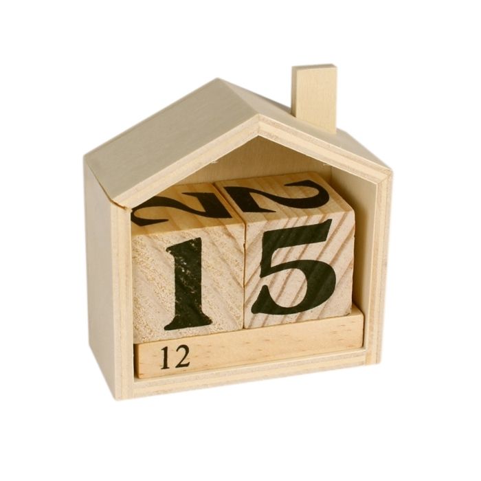 MégaCréa DIY - Calendrier perpétuel en bois Maison 7,3 x 3,4 x 7,8 cm