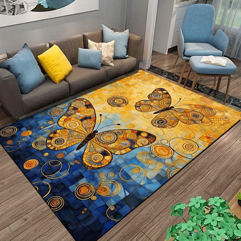 Colorful Abstract Butterfly and Swirl Pattern Carpet for Home Decor Suitable for use as an anti-slip for living room bedroom sofas