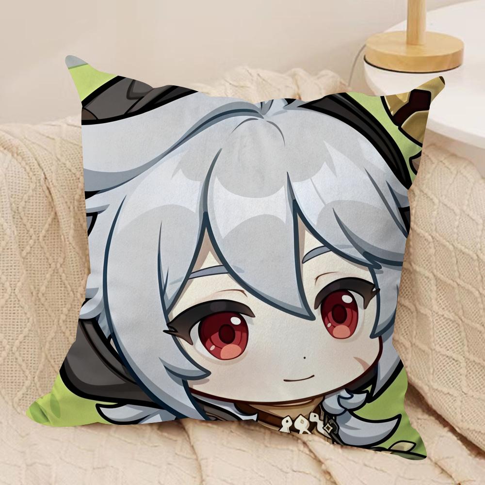 Razor Cute Cute Genshin Impact Cushion Cover Silky Short Plush Invisible Zipper Dustproof Sofa Pillow Case For Home Decor