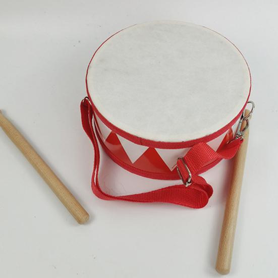 Детский ручной барабан с 2 молоточками, регулируемый ремень, деревянный детский двухсторонний поясной барабан, обучающий